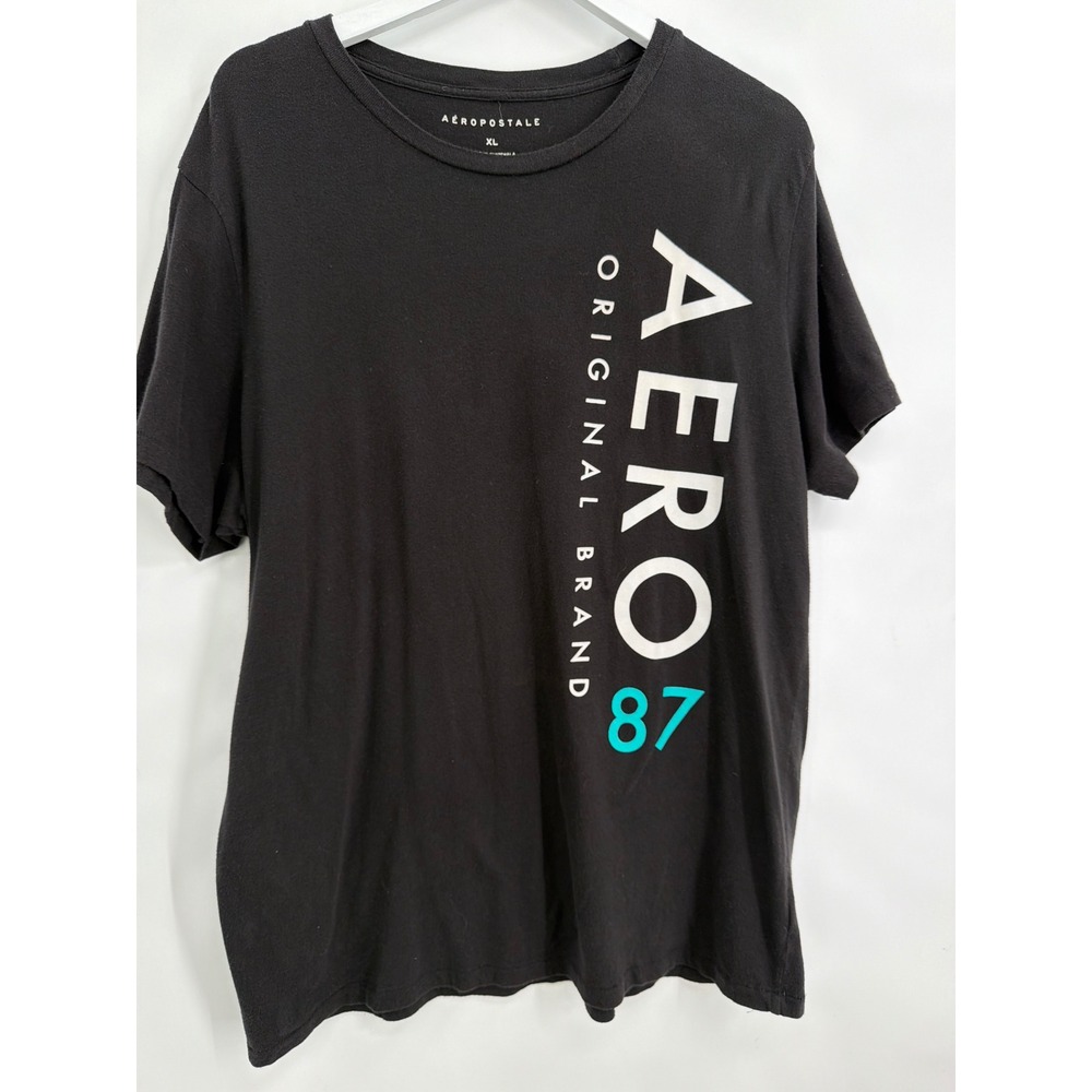 Aeropostale Mens XL T-Shirt Black Graphic Logo Aero 87 Original Brand Cotton‎